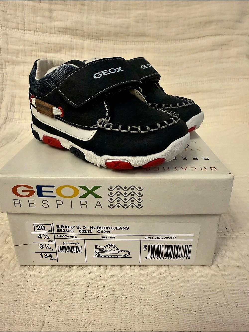 Geox Baby Boy Balu B. Nubuck-Jeans Shoes EU 20, US 4.5